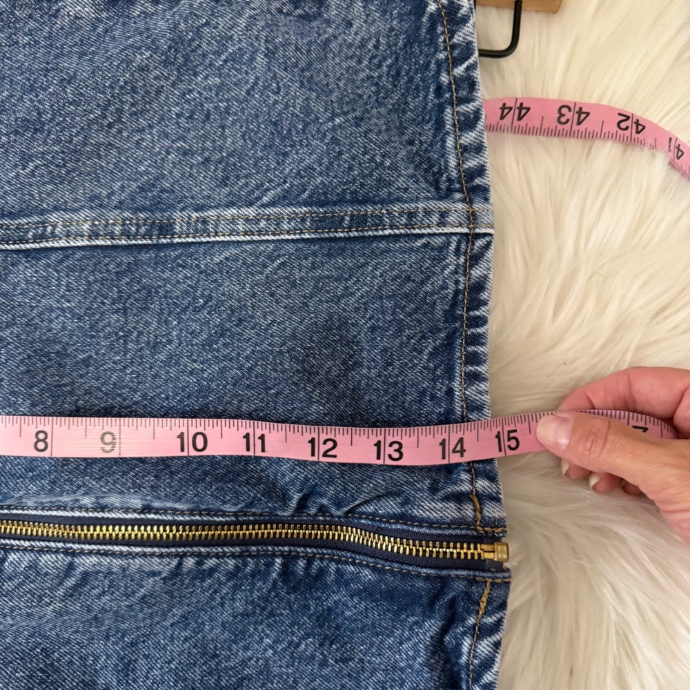 Old Navy - Denim Mini Skirt Front Zipper Medium Wash 100% Cotton Size 6 - Picture 8 of 8